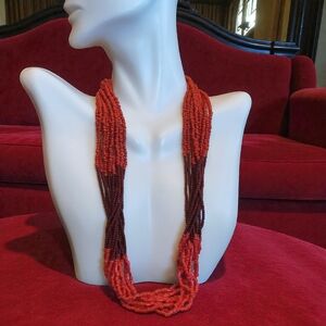 Red and Brown Beaded Necklace